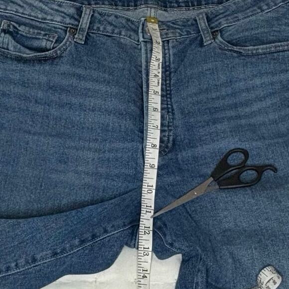 Old Navy High-Rise O.G. Straight  Button Fly Raw Edge Jeans Women's 14 Med Blue - Picture 8 of 11